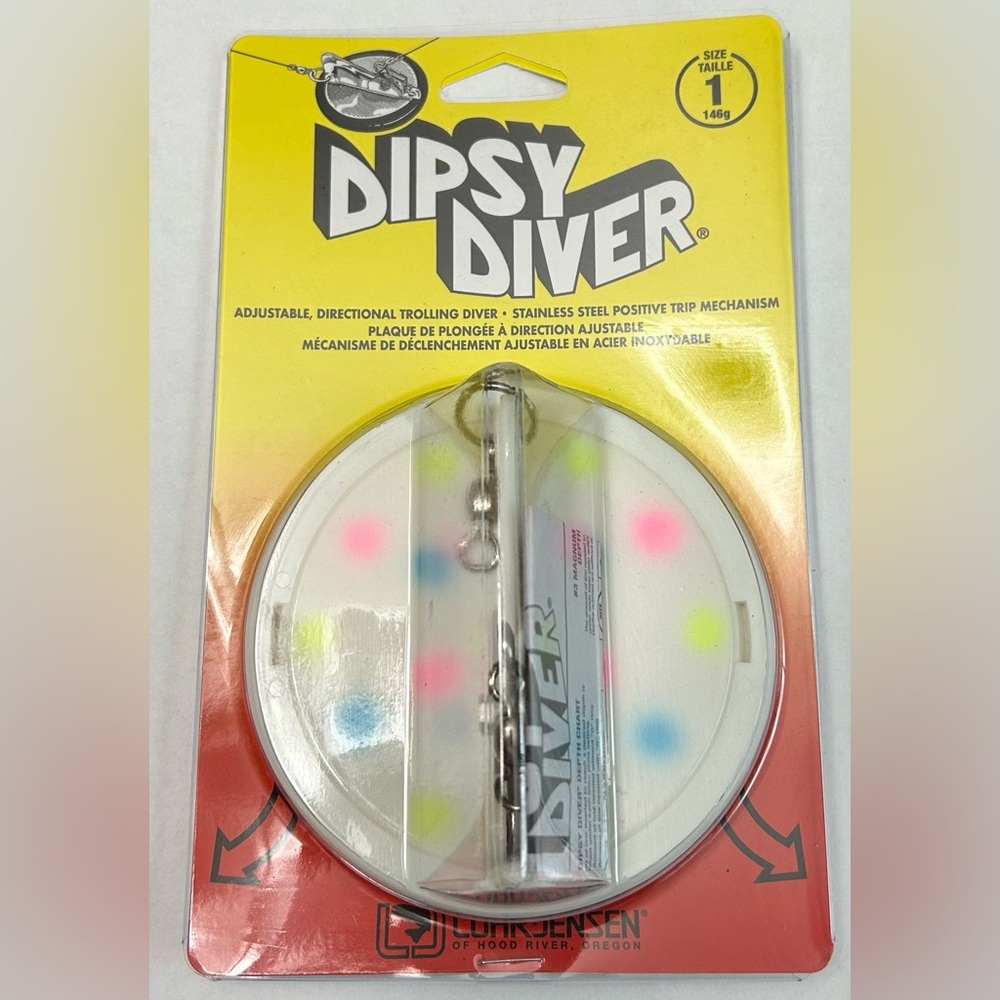 Dipsy Diver Trolling Diver - White with Multicolor Accents, Size 1, 146g, NWT